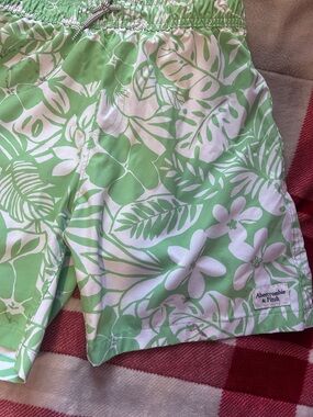 Abercrombie & Fitch Mint Green and White Floral Drawstring Shorts